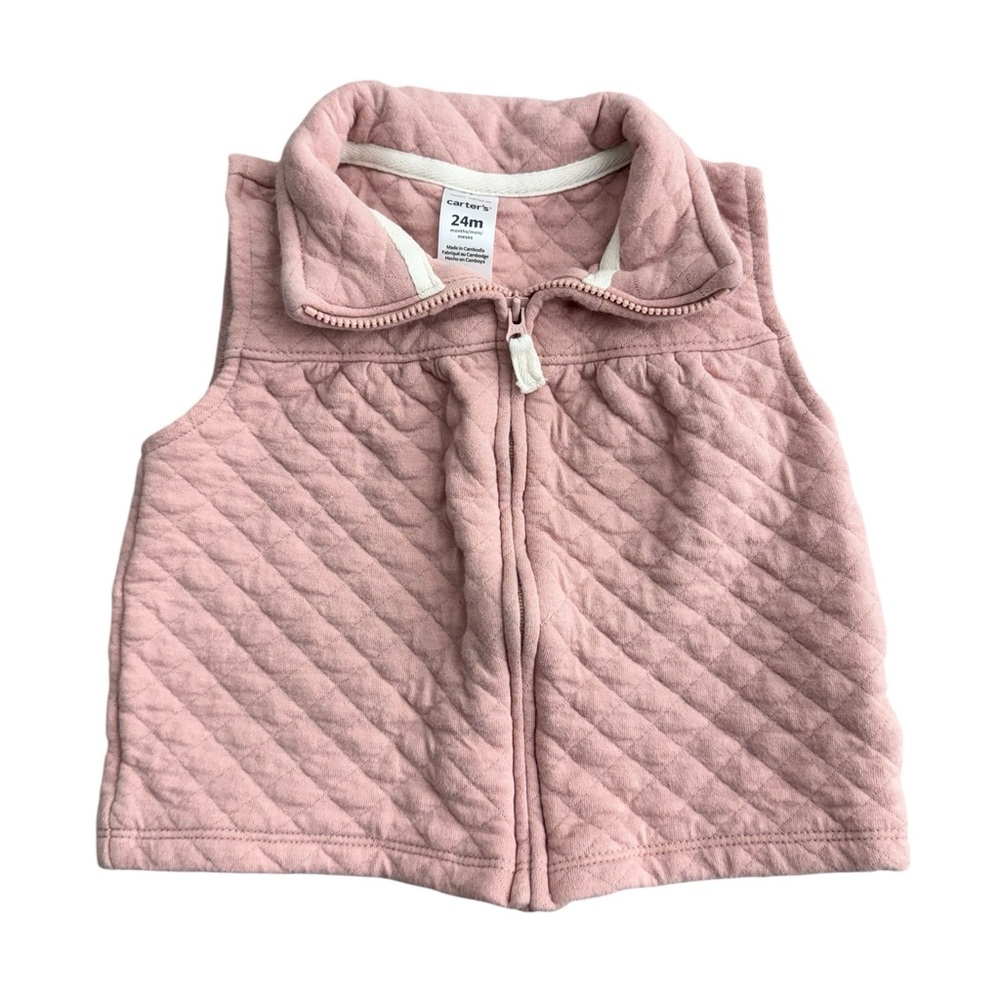 carter’s Quilted Vest Pink Baby Girl Front Zipper Jacket